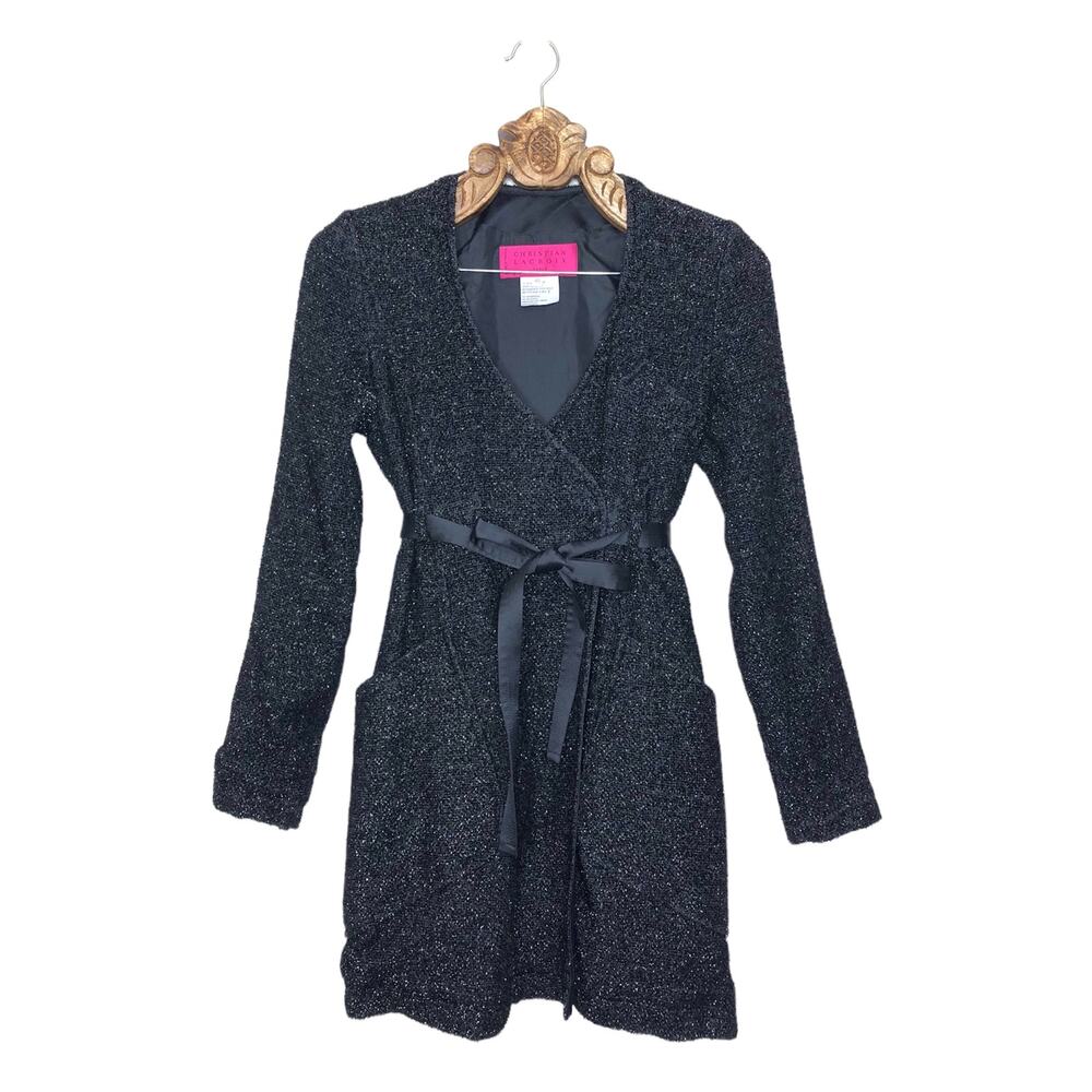 Christian Lacroix Paris Vintage Blazer Wrap Dress Tinsel Sparkle Metallic FR40
